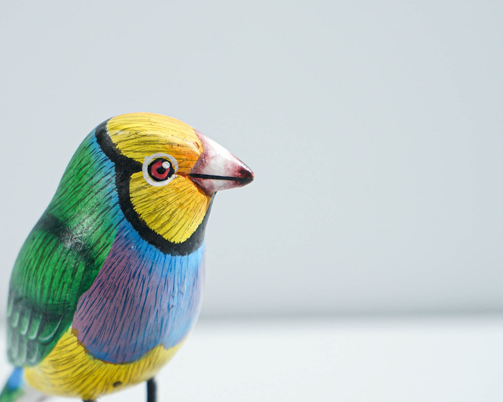 Bird Ornament, Painted Wood Carving, Wooden Bird, Handcrafted, Unique, Animal Statue, Housewarming, Desk Decor, Gift for Mom, Gift for Him