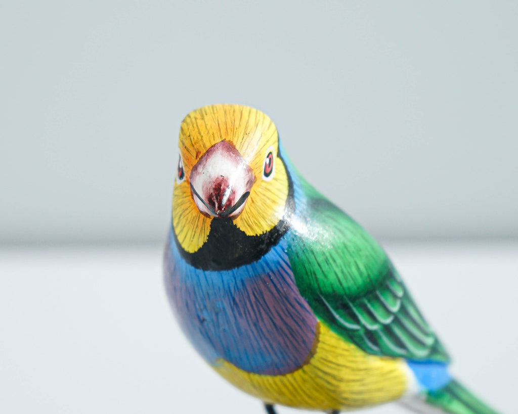 Bird Ornament, Painted Wood Carving, Wooden Bird, Handcrafted, Unique, Animal Statue, Housewarming, Desk Decor, Gift for Mom, Gift for Him