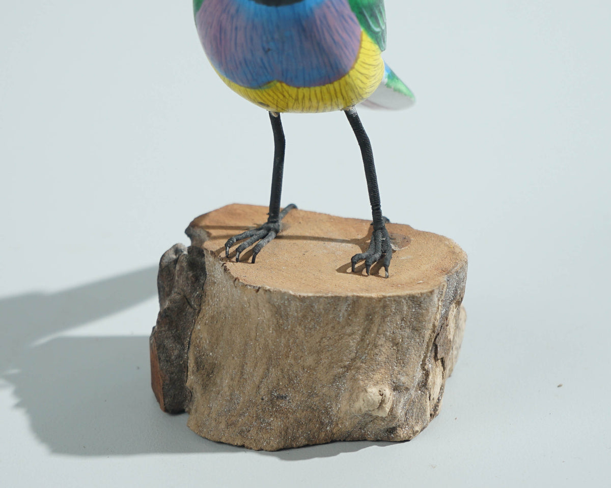 Bird Ornament, Painted Wood Carving, Wooden Bird, Handcrafted, Unique, Animal Statue, Housewarming, Desk Decor, Gift for Mom, Gift for Him
