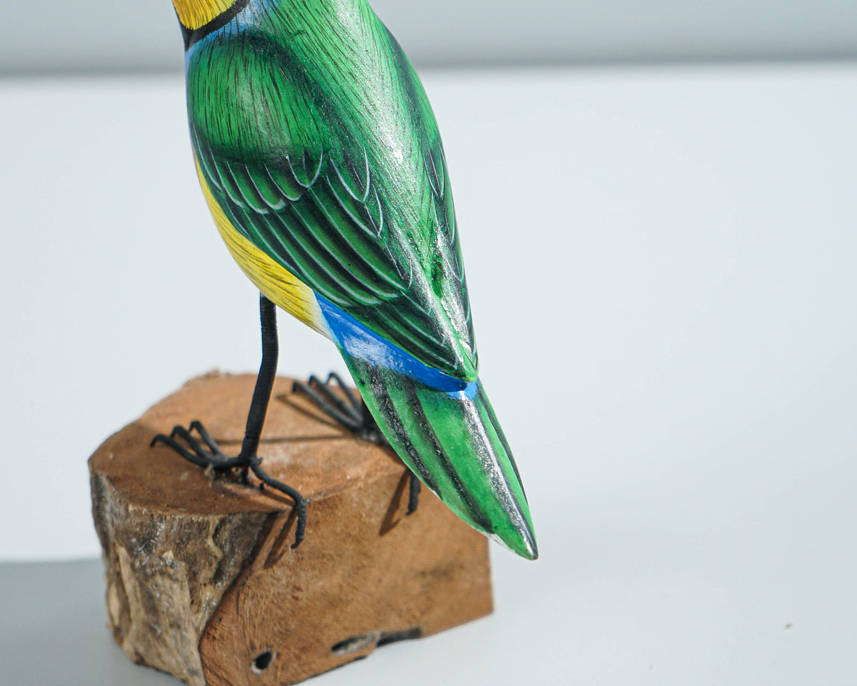 Bird Ornament, Painted Wood Carving, Wooden Bird, Handcrafted, Unique, Animal Statue, Housewarming, Desk Decor, Gift for Mom, Gift for Him