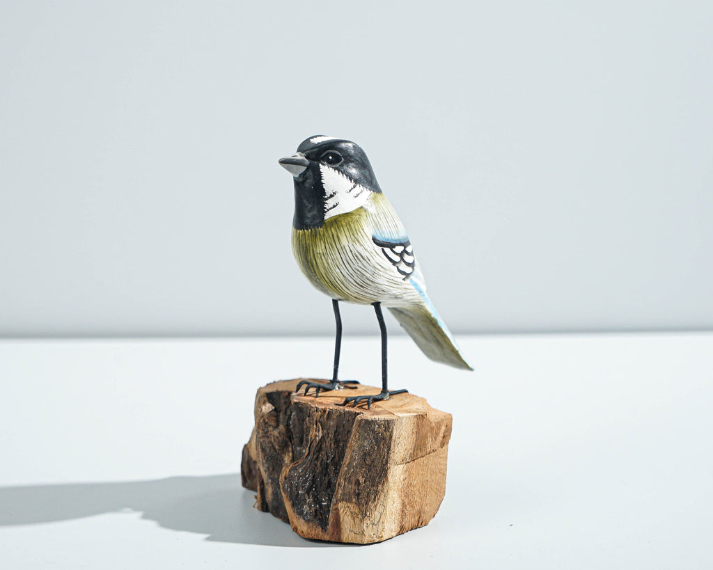 Bird Sculpture, Painted Wood Carving, Wooden Bird Art, Handcrafted, Animal Statue, Personalized, Natural, Interior Decor, Special Gift