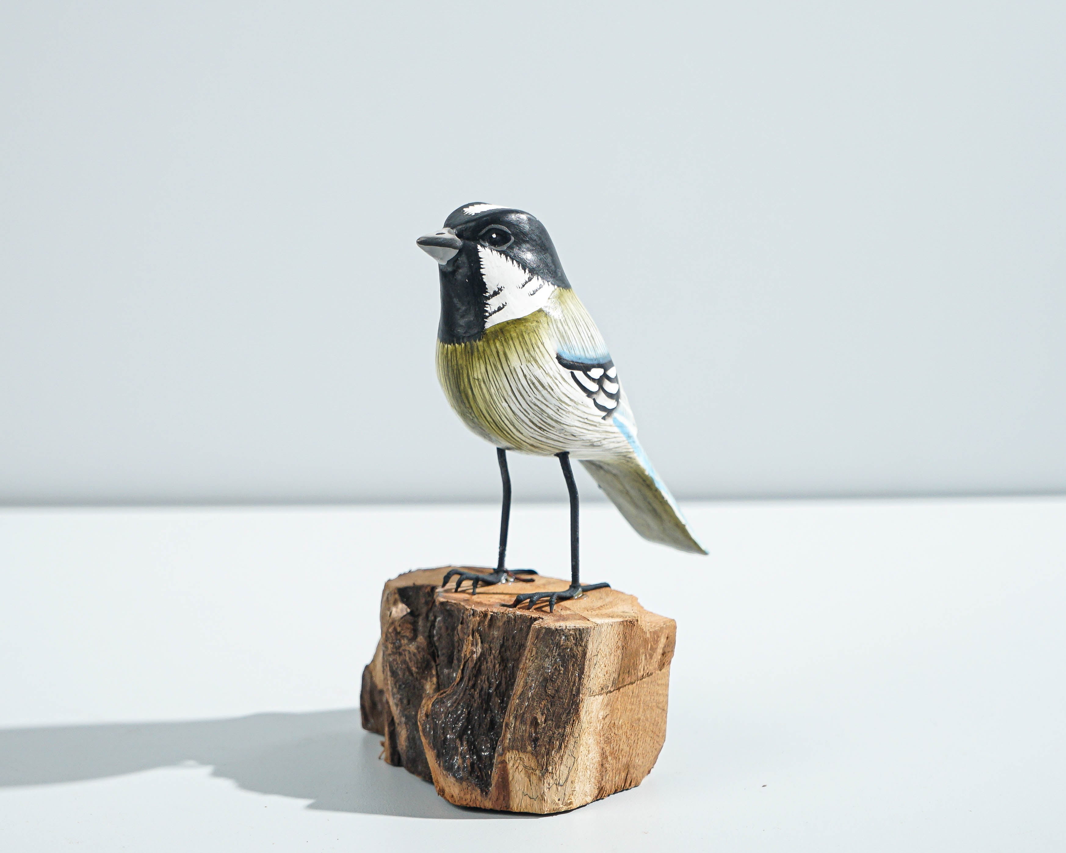 Bird Sculpture, Painted Wood Carving, Wooden Bird Art, Handcrafted, Animal Statue, Personalized, Natural, Interior Decor, Special Gift