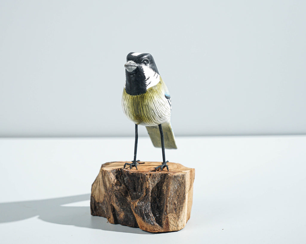Bird Sculpture, Painted Wood Carving, Wooden Bird Art, Handcrafted, Animal Statue, Personalized, Natural, Interior Decor, Special Gift