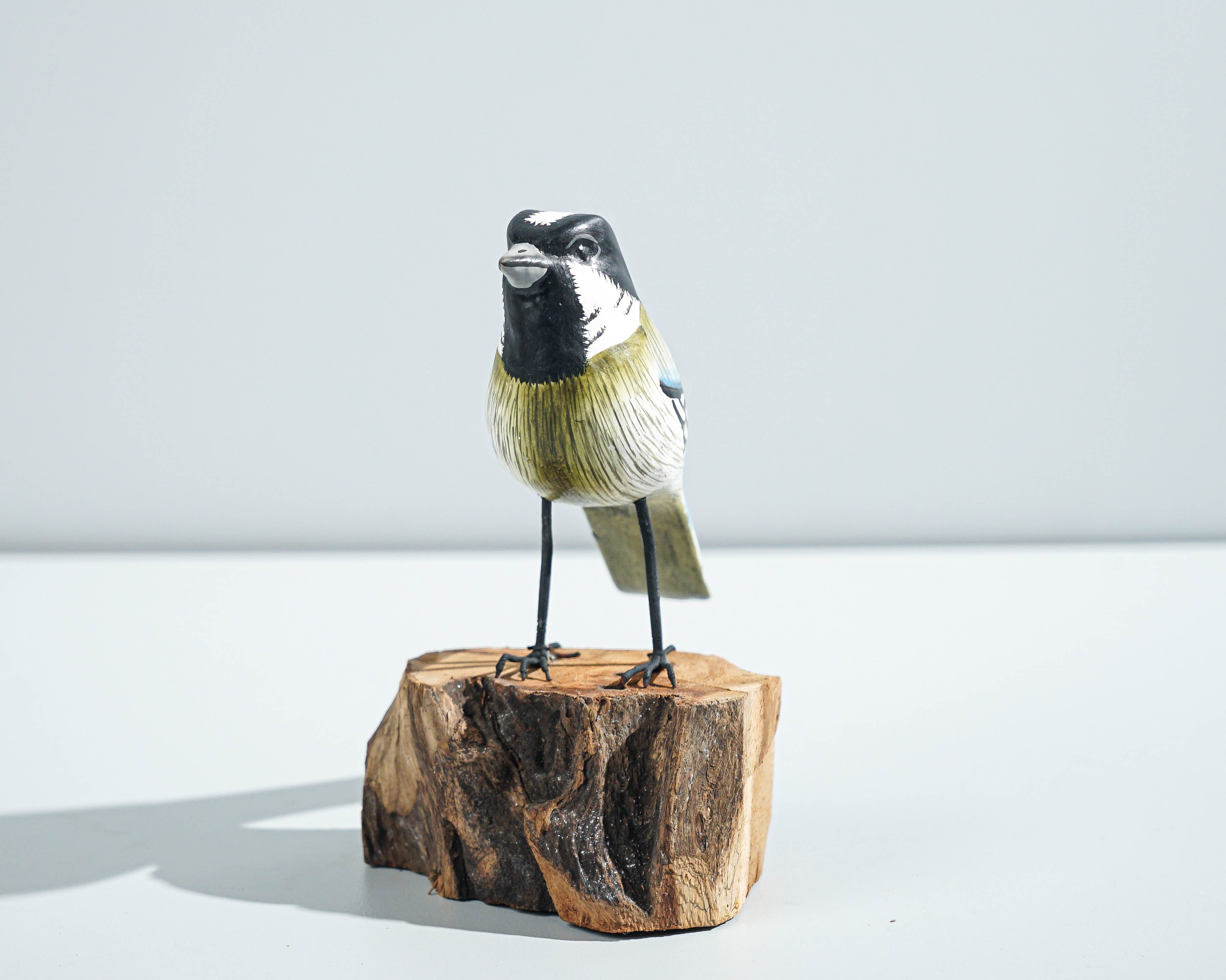 Bird Sculpture, Painted Wood Carving, Wooden Bird Art, Handcrafted, Animal Statue, Personalized, Natural, Interior Decor, Special Gift