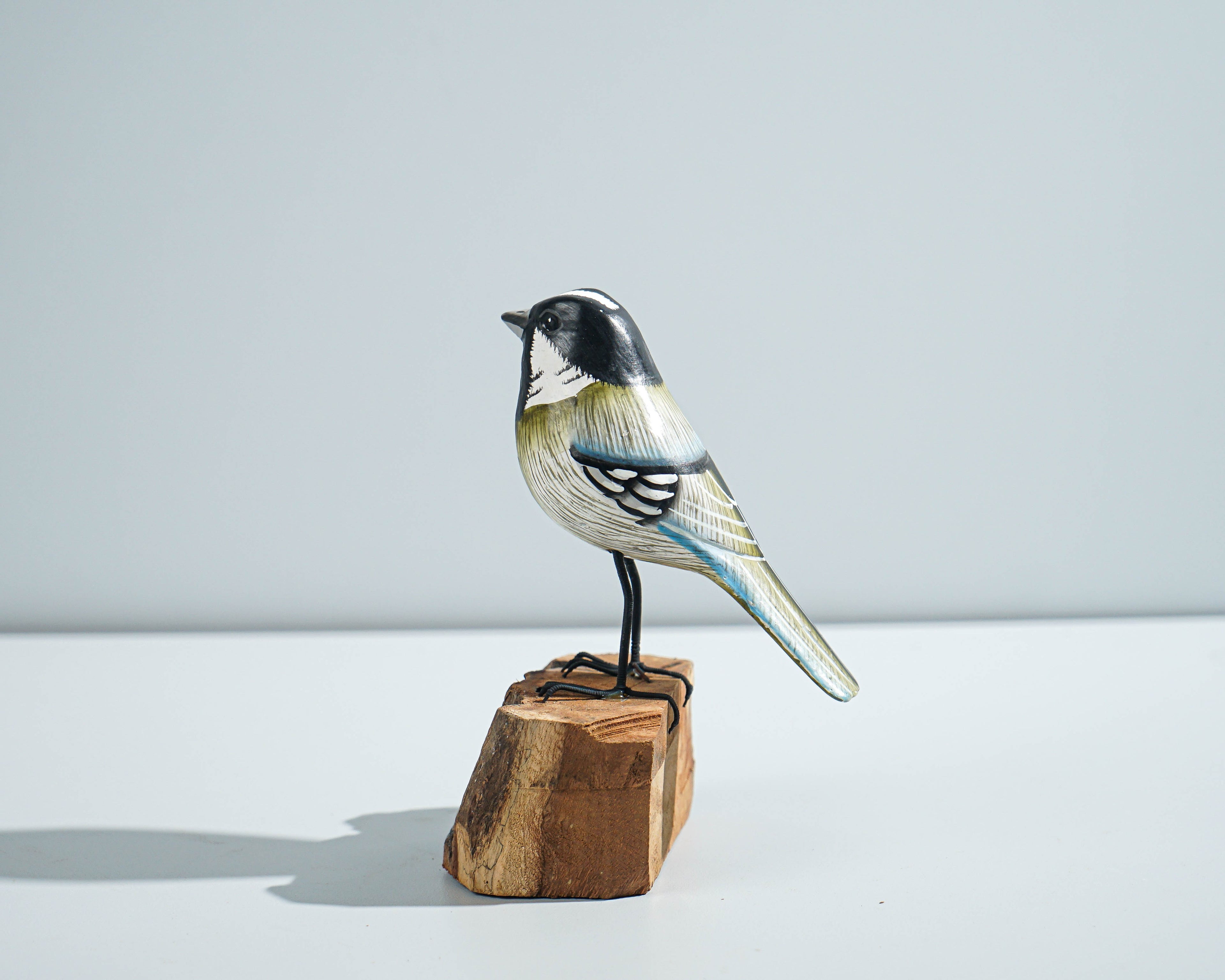Bird Sculpture, Painted Wood Carving, Wooden Bird Art, Handcrafted, Animal Statue, Personalized, Natural, Interior Decor, Special Gift
