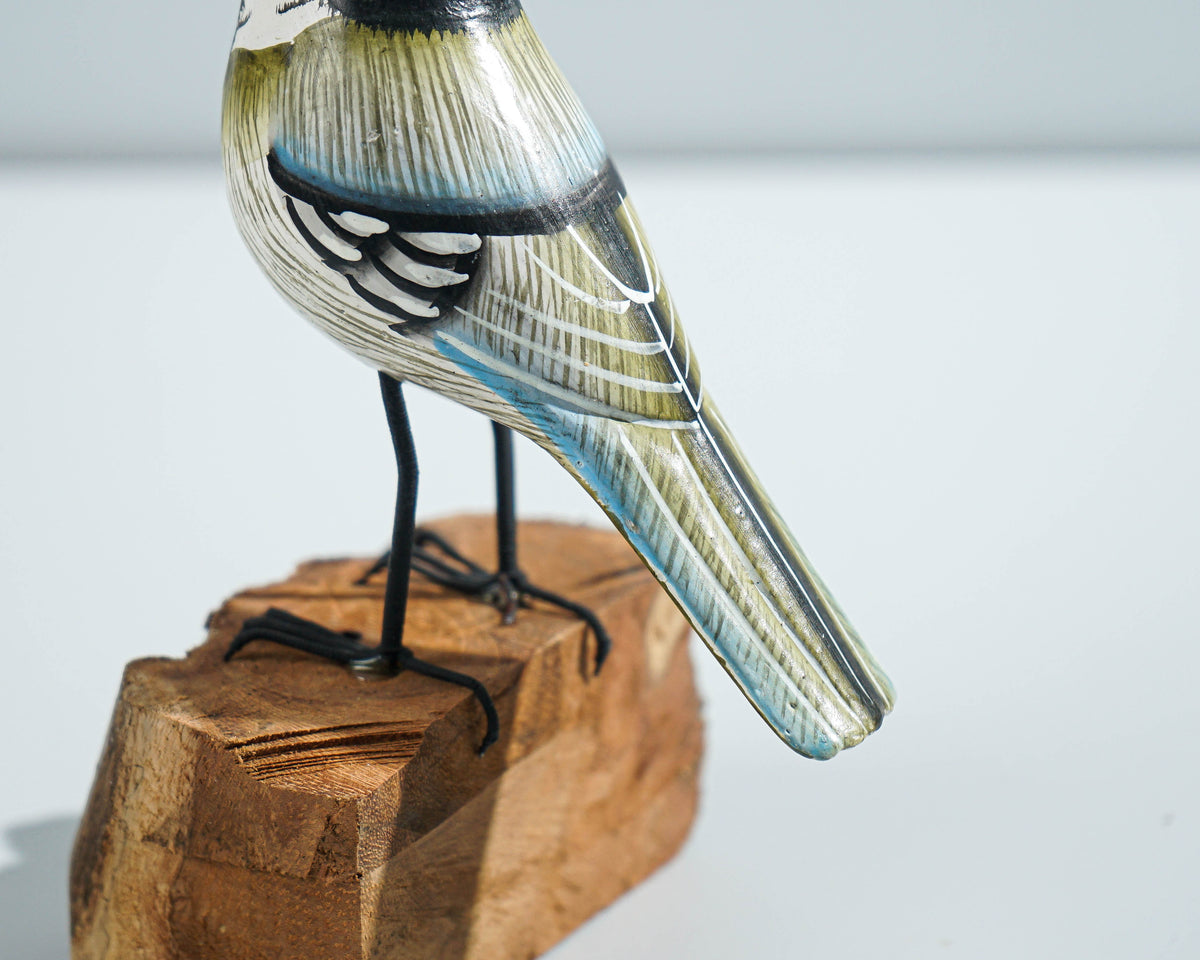 Bird Sculpture, Painted Wood Carving, Wooden Bird Art, Handcrafted, Animal Statue, Personalized, Natural, Interior Decor, Special Gift