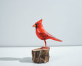 Red Bird Sculpture, Painted Wood Carving, Wooden Bird Art, Handcrafted, Decorative, Animal Statue, Artwork, Gift for Him, Birthday Gift