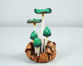 Green Mushroom Sculpture 5.2in Tall Hand-Painted Magical Wood Decor Gift