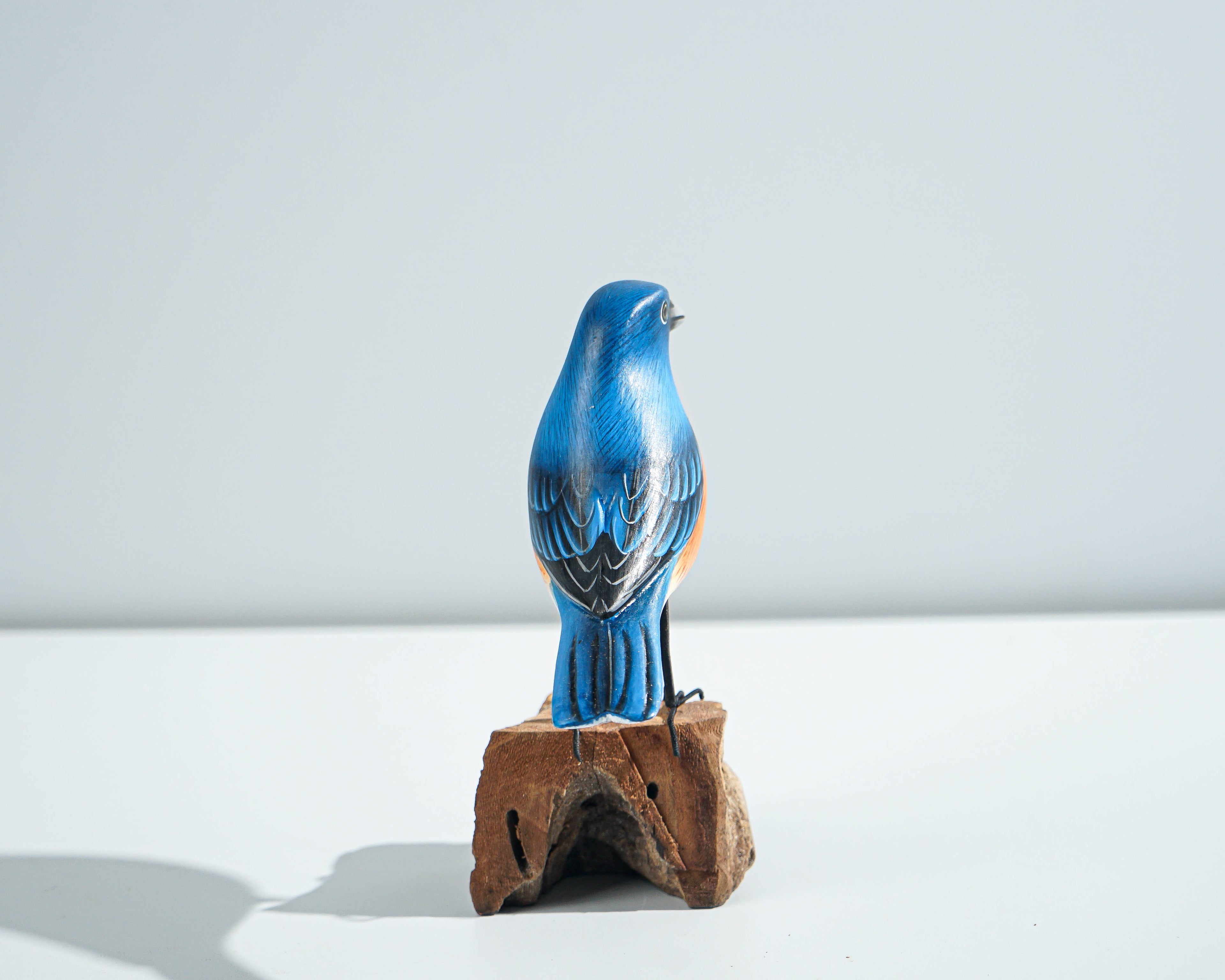 Eastern bluebird Statue, Painted Wood Carving, Wooden Bird Art, Handcrafted, Decorative, Animal Statue, Room Decor, Housewarming Gift