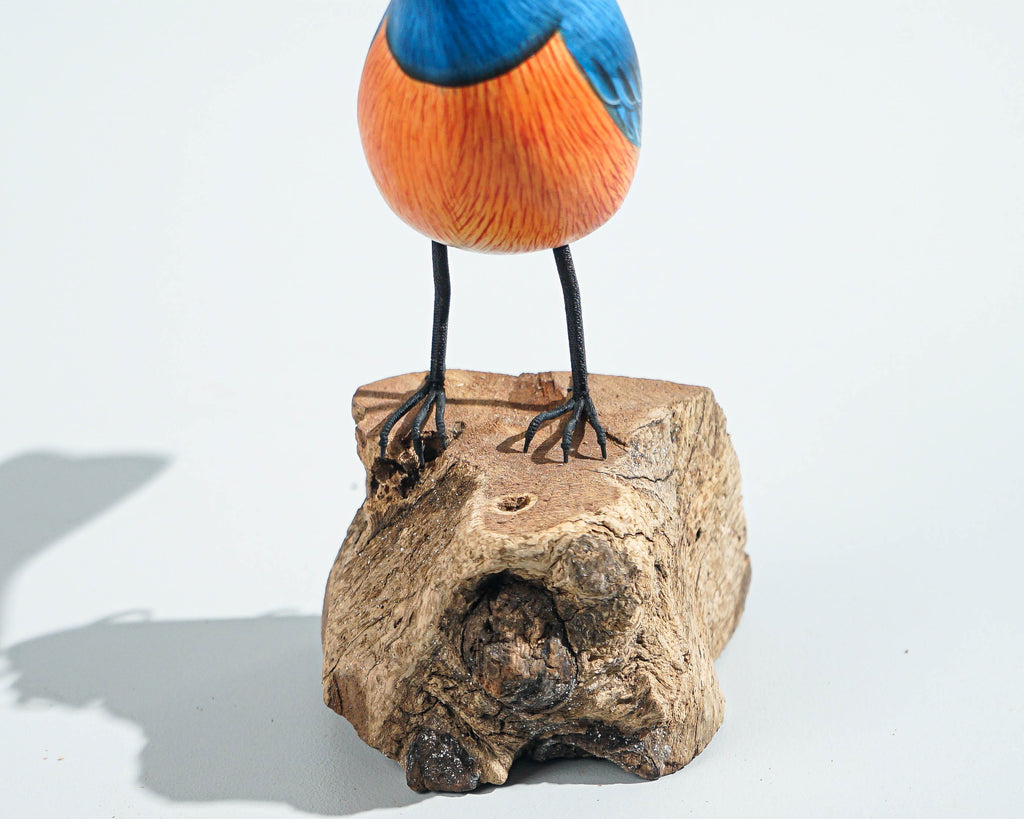 Eastern bluebird Statue, Painted Wood Carving, Wooden Bird Art, Handcrafted, Decorative, Animal Statue, Room Decor, Housewarming Gift