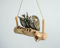 Hanging Couple Owl Sculpture 7.4in length Hand-Carved Wooden Owl Art Decor