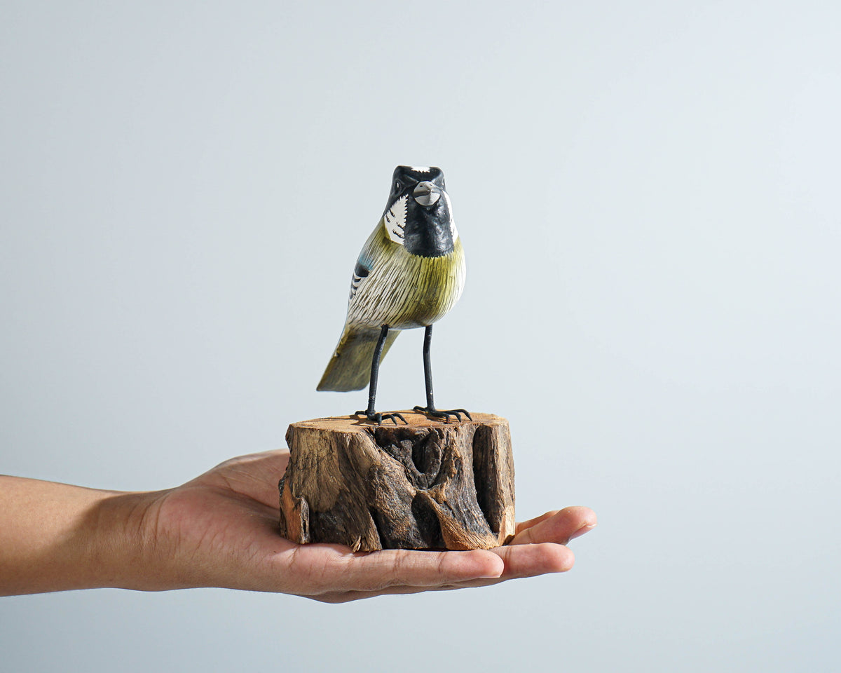 Bird Sculpture, Painted Wood Carving, Wooden Bird Art, Handcrafted, Animal Statue, Personalized, Natural, Interior Decor, Special Gift