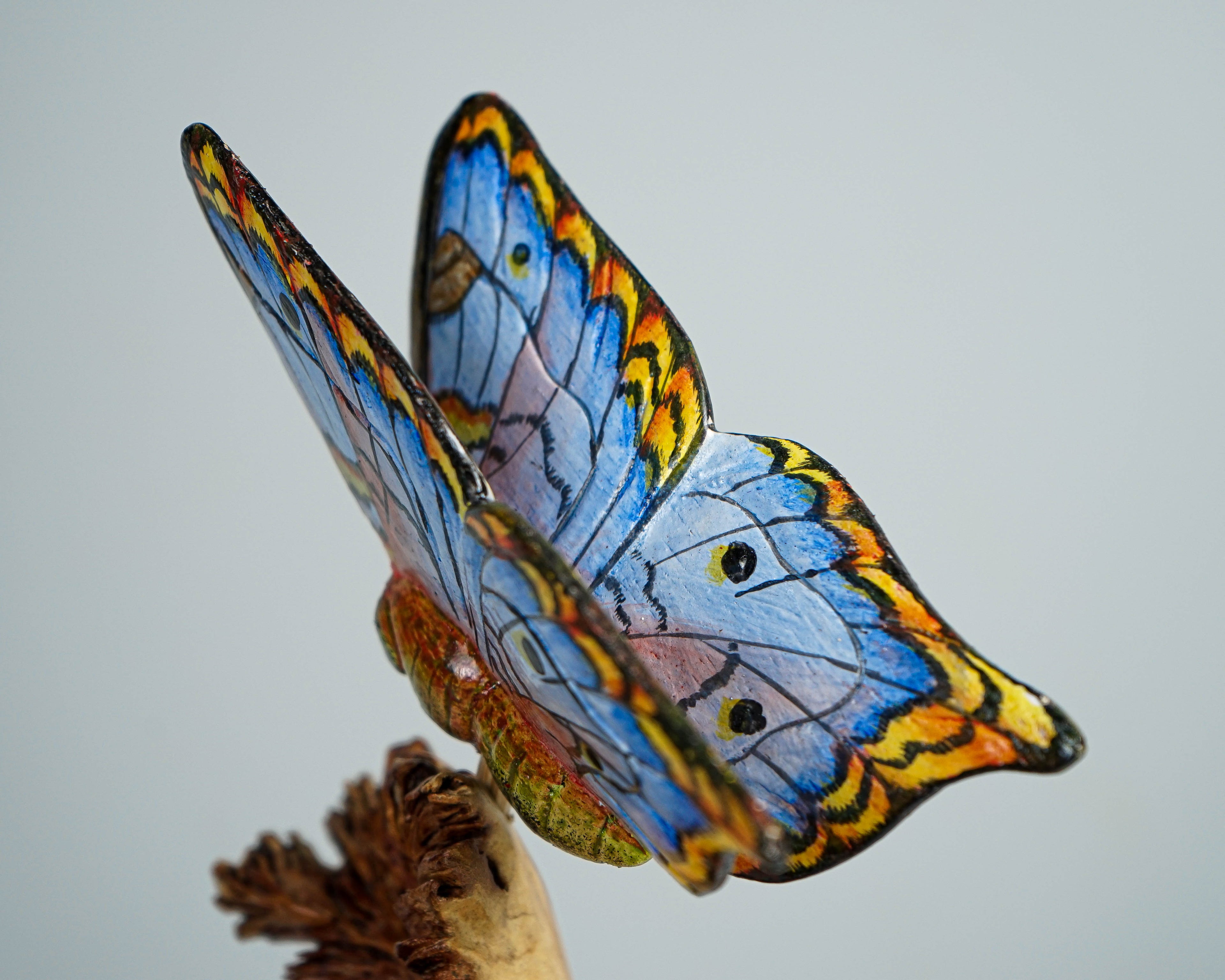 Blue Butterfly figurine, Personalized, Wood Carving, Painted statue, Unique, Butterfly ornaments, Insect Statue, Safari Decor, Gift for Her