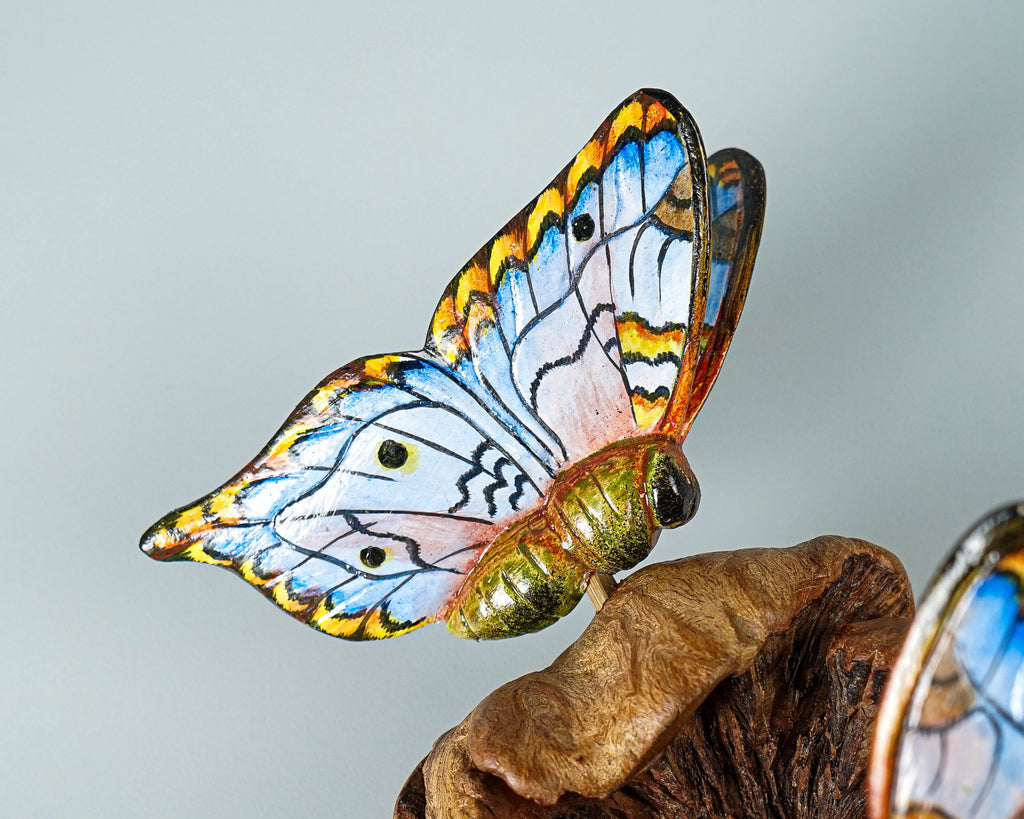 Couple Blue Butterfly Sculpture, Duo figurine, Hanging Art, Wall Decor, Painted Statue, Butterfly Ornaments, Valentines Gift, Wife Gift