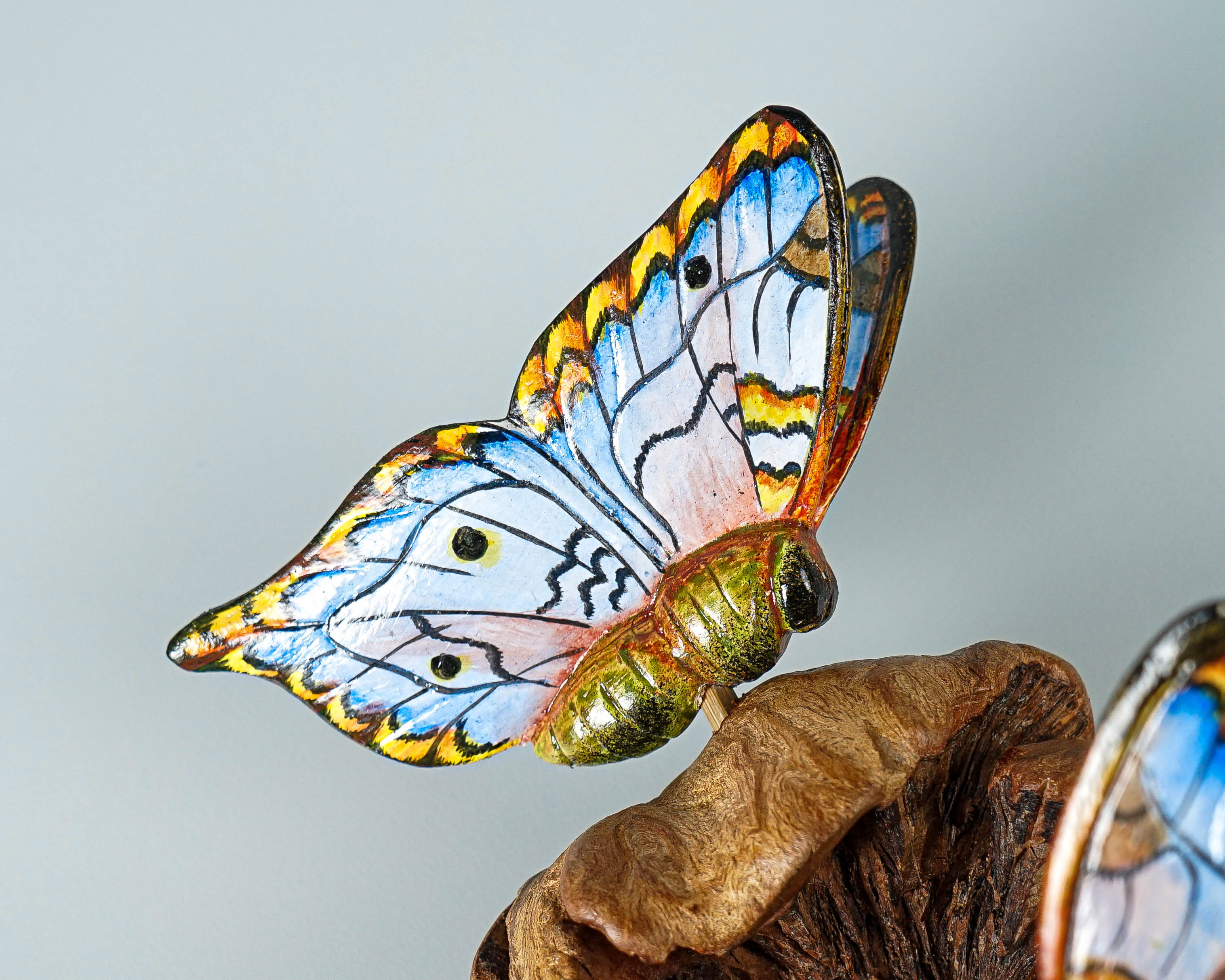 Couple Blue Butterfly Sculpture, Duo figurine, Hanging Art, Wall Decor, Painted Statue, Butterfly Ornaments, Valentines Gift, Wife Gift