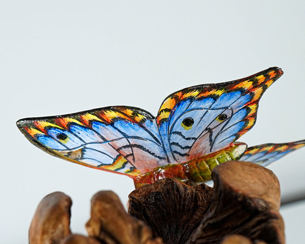 Couple Blue Butterfly Sculpture, Duo figurine, Hanging Art, Wall Decor, Painted Statue, Butterfly Ornaments, Valentines Gift, Wife Gift