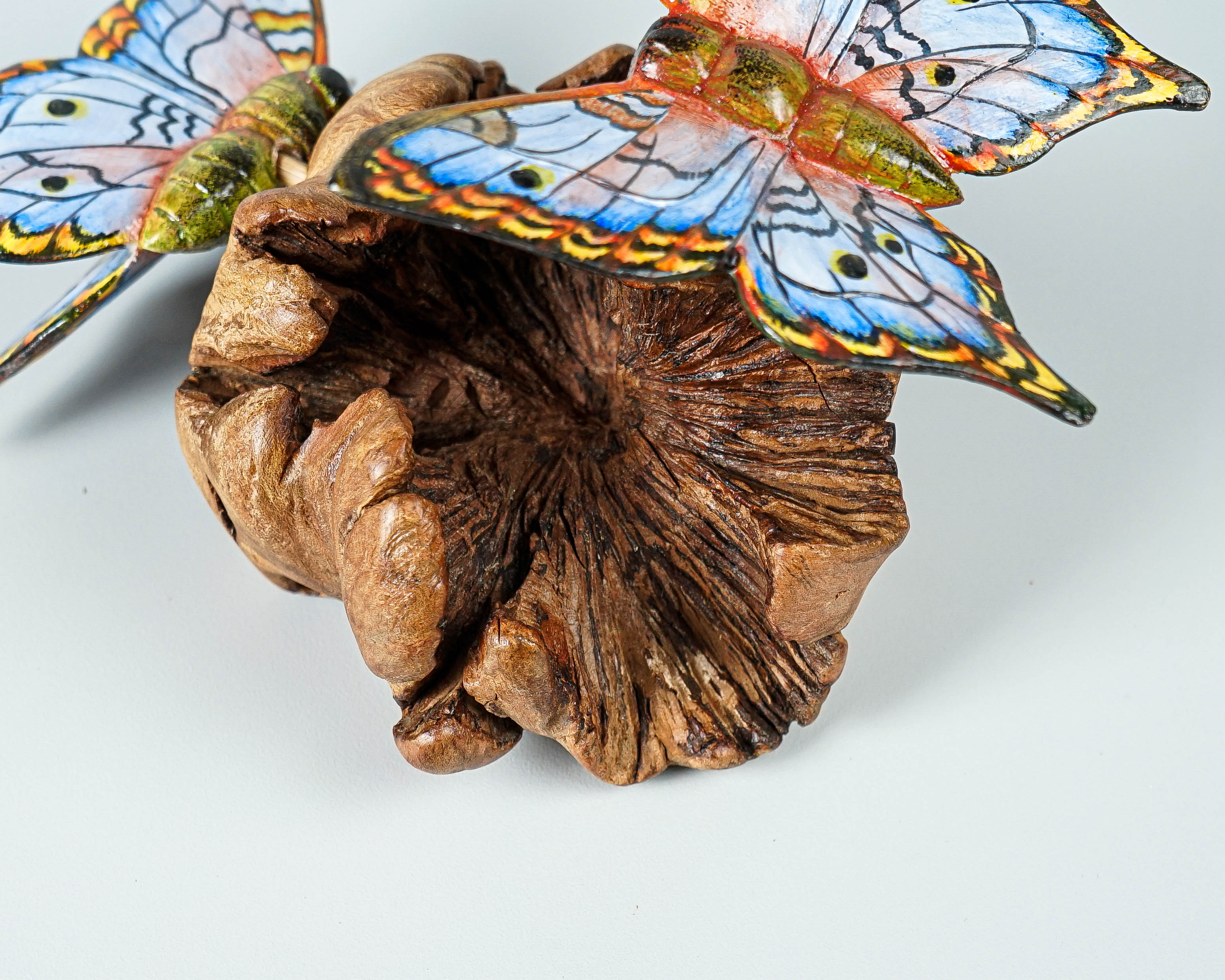 Couple Blue Butterfly Sculpture, Duo figurine, Hanging Art, Wall Decor, Painted Statue, Butterfly Ornaments, Valentines Gift, Wife Gift