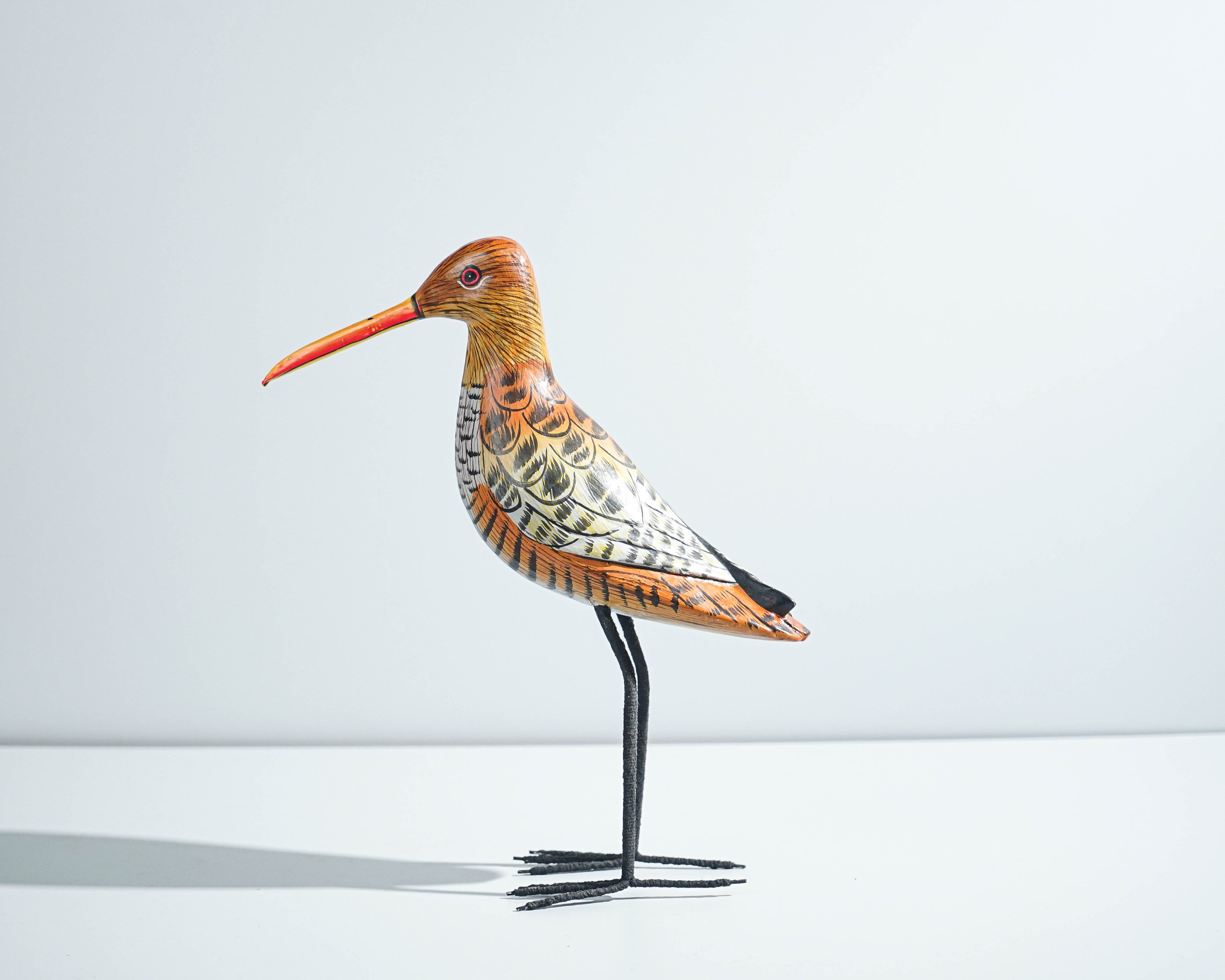 Snipe Bird Statue, Painted Wood Carving, Wooden Bird Art, Decorative, Handcrafted, Animal Statue, Aesthetic Room Decor, Teacher Gift
