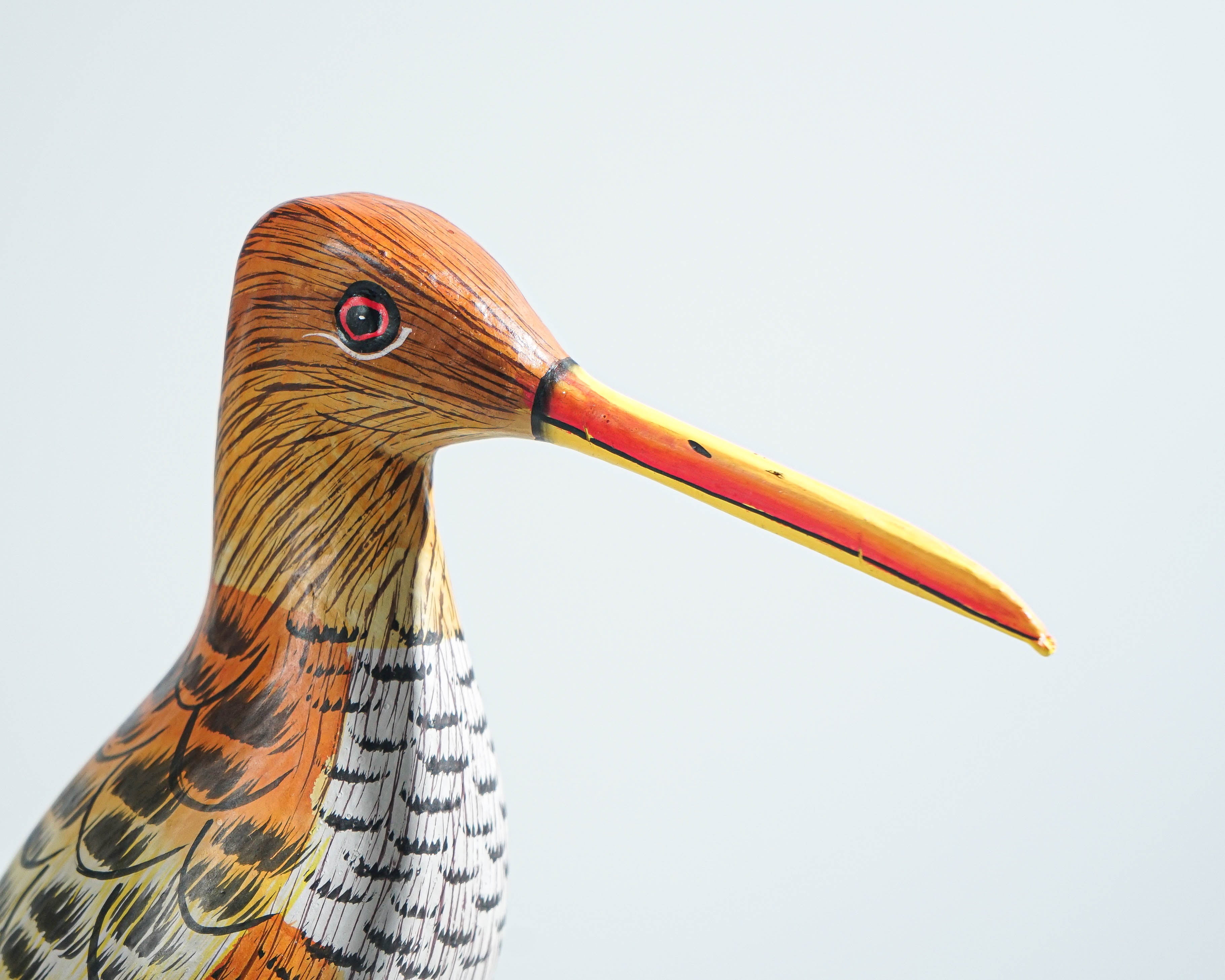 Snipe Bird Statue, Painted Wood Carving, Wooden Bird Art, Decorative, Handcrafted, Animal Statue, Aesthetic Room Decor, Teacher Gift