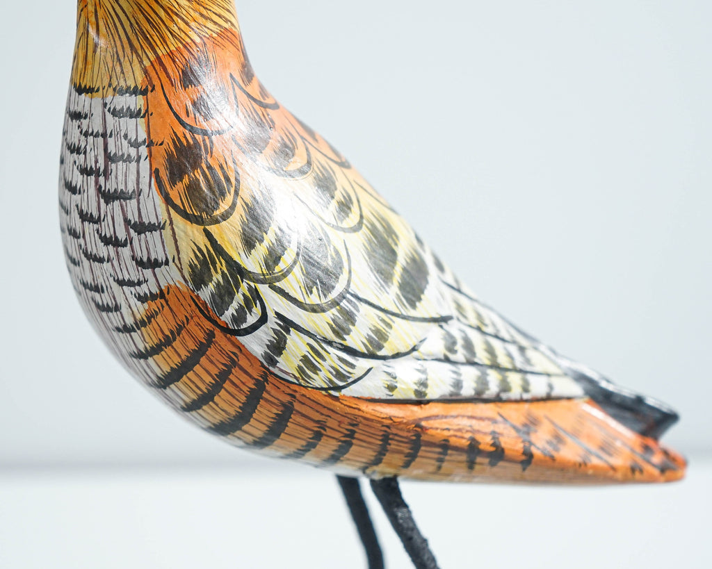 Snipe Bird Statue, Painted Wood Carving, Wooden Bird Art, Decorative, Handcrafted, Animal Statue, Aesthetic Room Decor, Teacher Gift