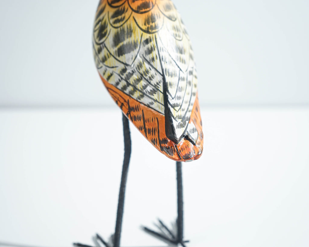 Snipe Bird Statue, Painted Wood Carving, Wooden Bird Art, Decorative, Handcrafted, Animal Statue, Aesthetic Room Decor, Teacher Gift