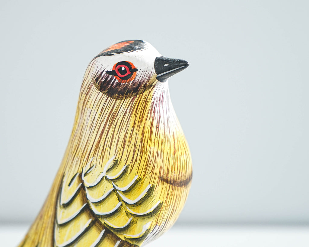 Meadowlark Bird Sculpture, Painted Wood Carving, Wooden Bird Art, Nature, Animal Statue, Housewarming Decor, Best Friend Gift, Gift for Her