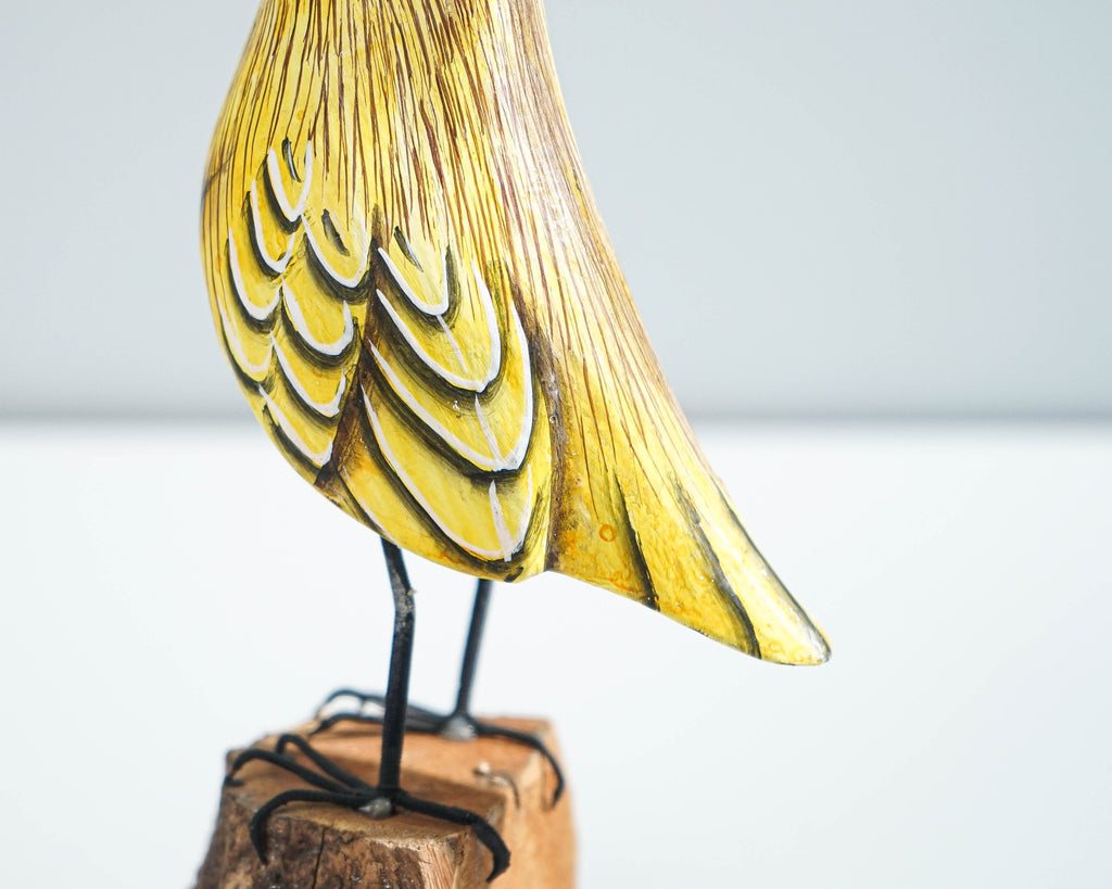 Meadowlark Bird Sculpture, Painted Wood Carving, Wooden Bird Art, Nature, Animal Statue, Housewarming Decor, Best Friend Gift, Gift for Her