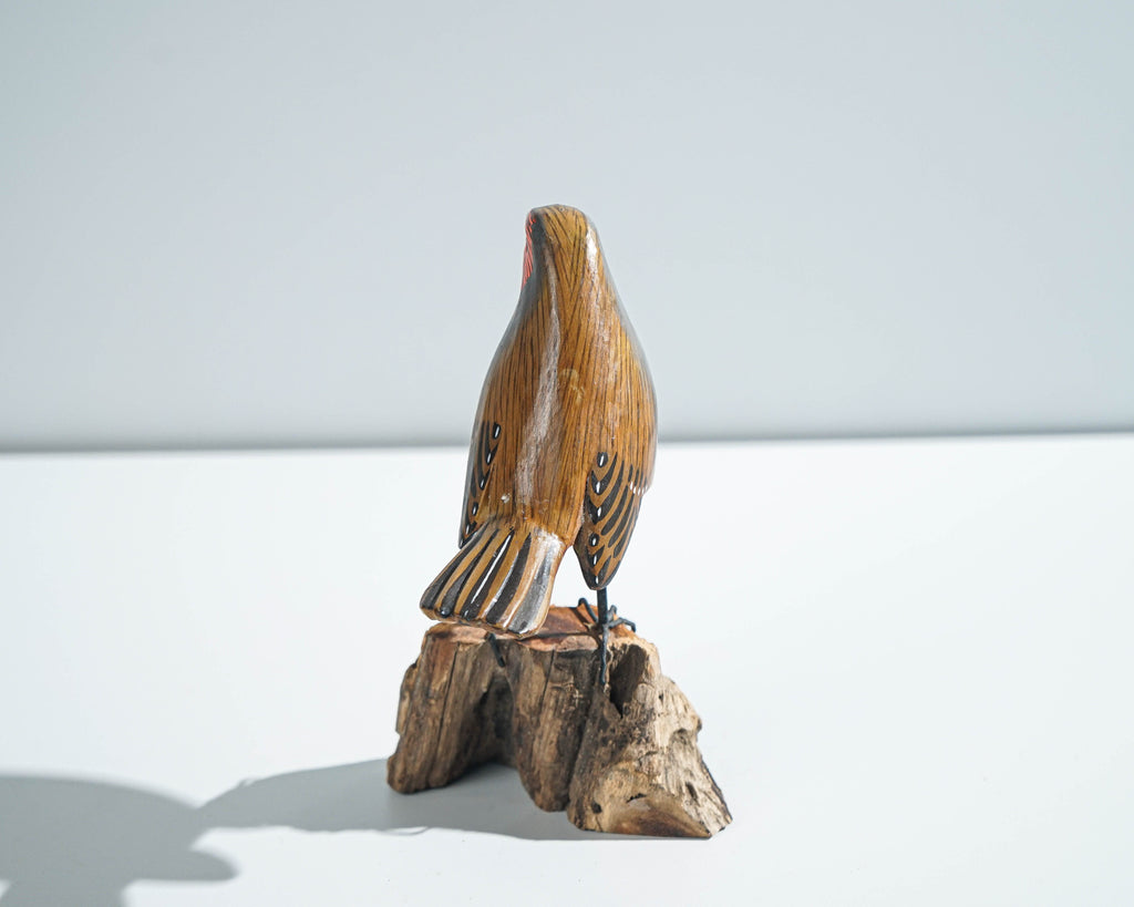 House finch Bird Statue, Painted Wood Carving, Wooden Bird Art, Woodland, Natural Piece, Unique, Aesthetic Room Decor, Gift for Mother