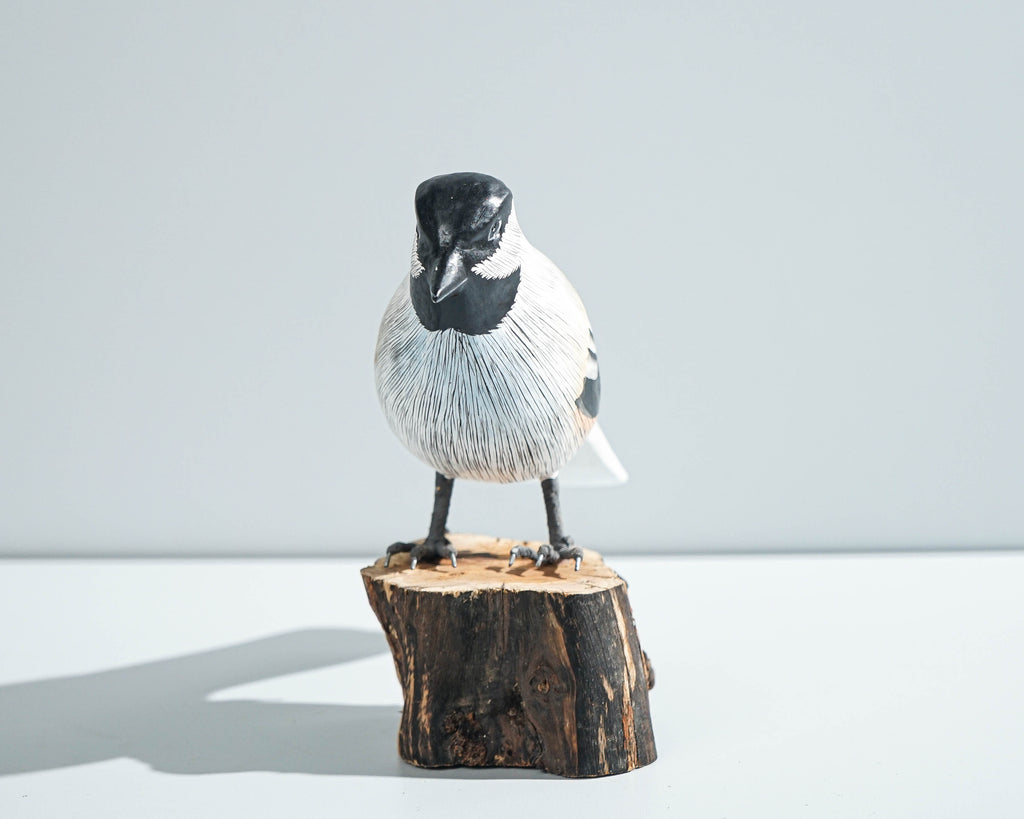 Carolina Chickadee Sculpture 5.7in Tall Hand-Painted Wooden Bird Art