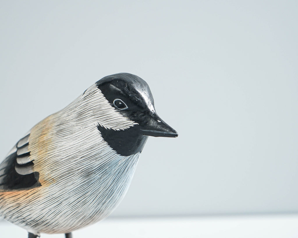 Carolina Chickadee Sculpture 5.7in Tall Hand-Painted Wooden Bird Art