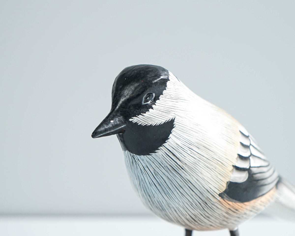 Carolina Chickadee Sculpture 5.7in Tall Hand-Painted Wooden Bird Art
