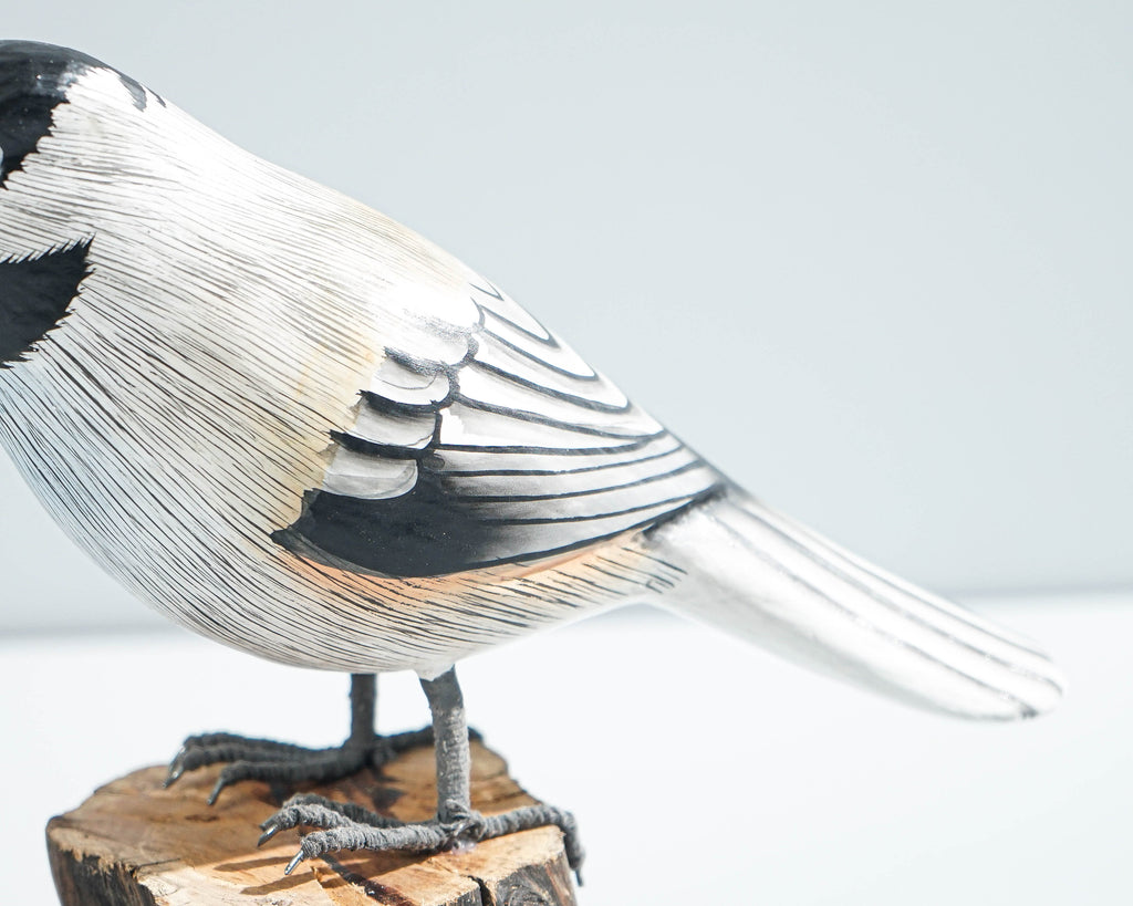 Carolina Chickadee Sculpture 5.7in Tall Hand-Painted Wooden Bird Art