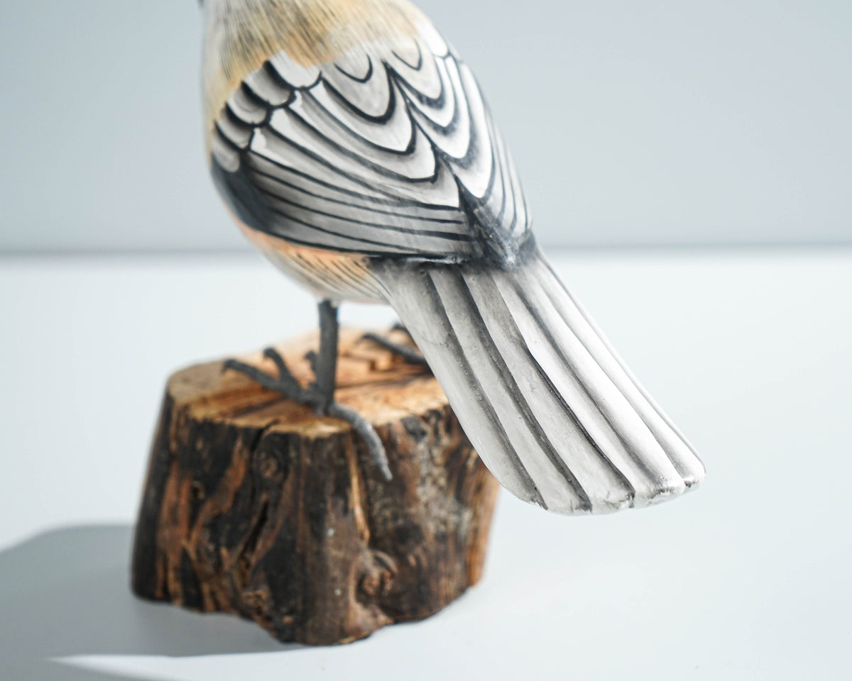 Carolina Chickadee Sculpture 5.7in Tall Hand-Painted Wooden Bird Art