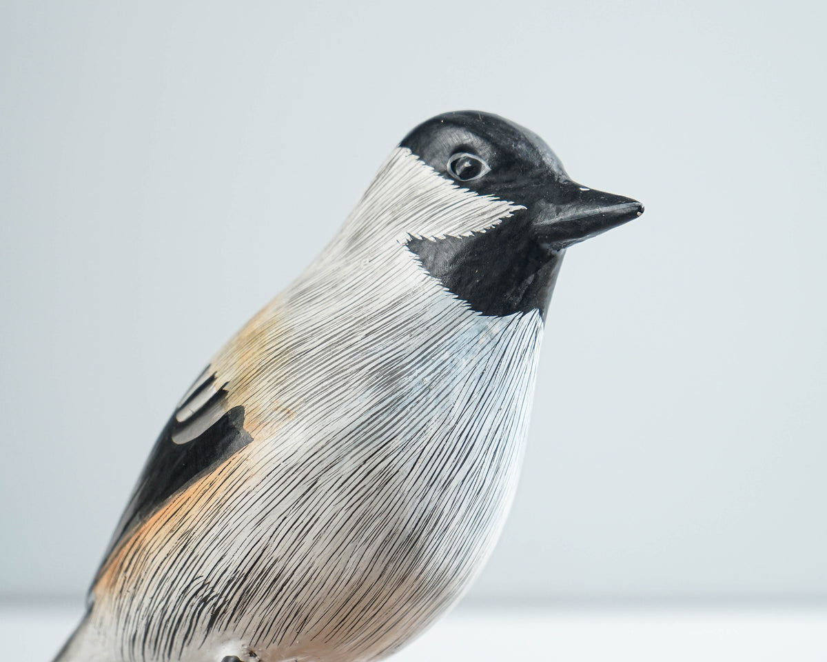 Carolina Chickadee Sculpture 5.7in Tall Hand-Painted Wooden Bird Art