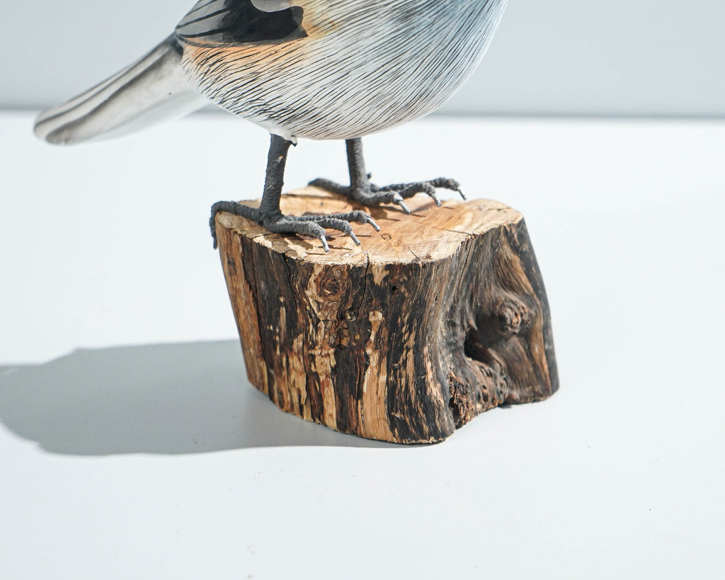 Carolina Chickadee Sculpture 5.7in Tall Hand-Painted Wooden Bird Art