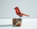 Finch Bird Sculpture, Painted Wood Carving, Wooden Bird Figurine, Handcrafted, Animal Statue, Bird Lover, Home Table Decor, Grandfather Gift