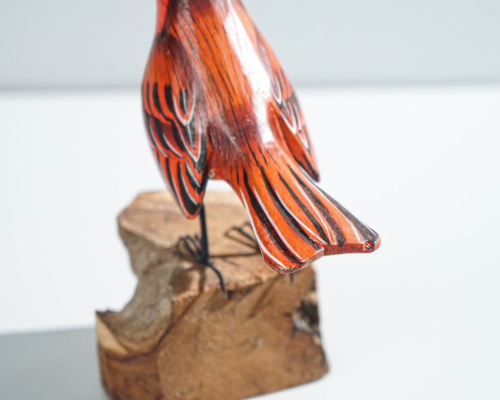 Finch Bird Sculpture, Painted Wood Carving, Wooden Bird Figurine, Handcrafted, Animal Statue, Bird Lover, Home Table Decor, Grandfather Gift