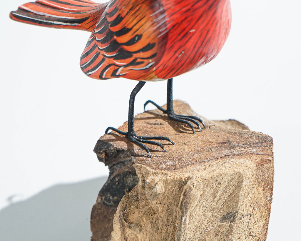 Finch Bird Sculpture, Painted Wood Carving, Wooden Bird Figurine, Handcrafted, Animal Statue, Bird Lover, Home Table Decor, Grandfather Gift
