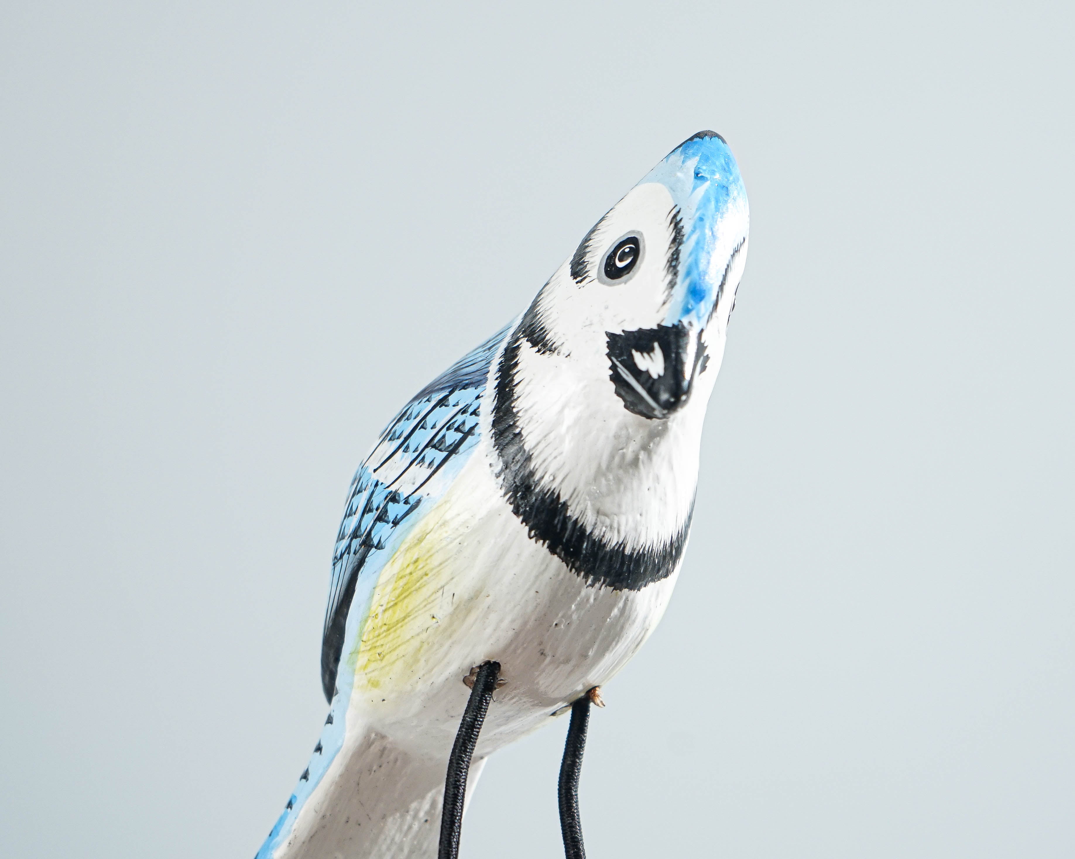 Blue jay Bird Statue, Painted Wood Carving, Wooden Bird Art, Handcrafted, Animal Figurine, Decorative, Tropical Decor, Handmade Gift