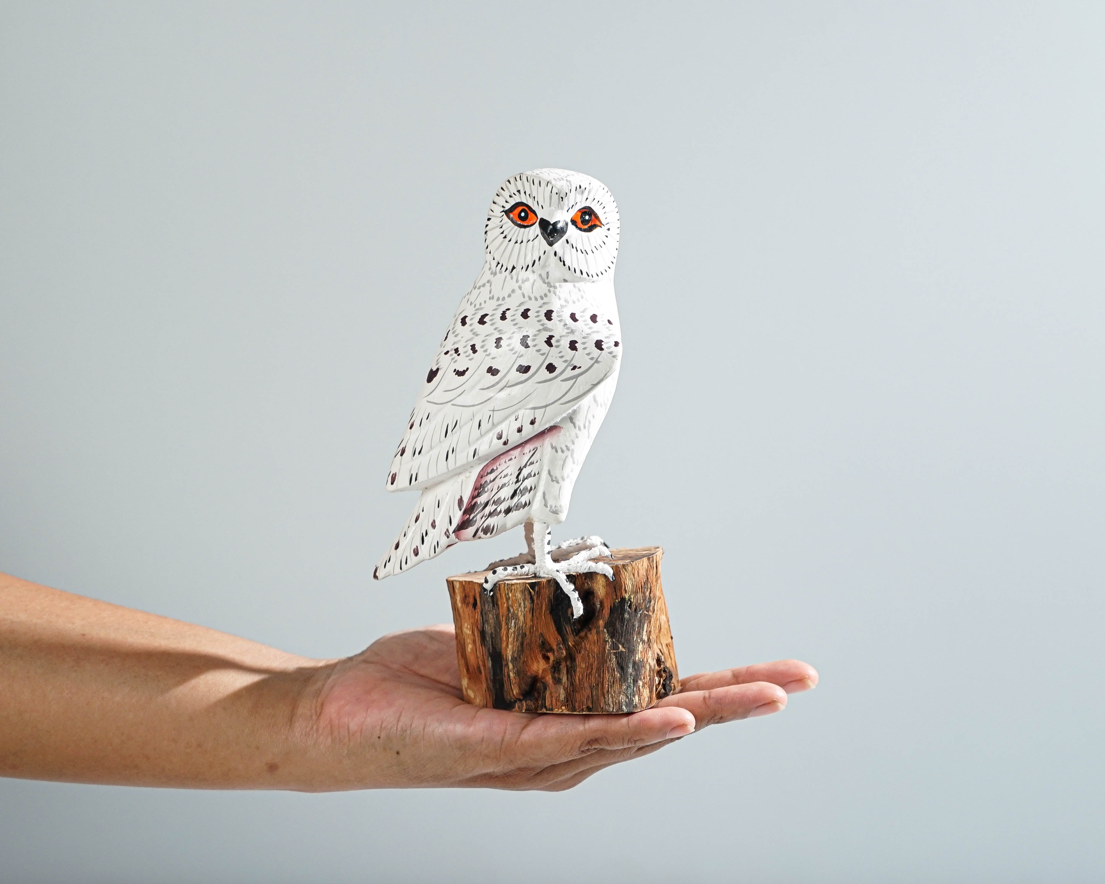 Owl Art Statue, Hand Carved Statue, Wooden Bird, Art Sculpture, Painted Bird, Nursery Decor, Handcrafted, Bird Ornament, Memorial Gift
