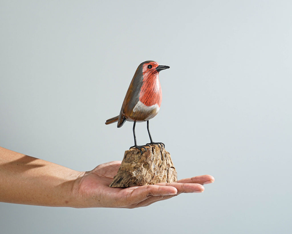 House finch Bird Statue, Painted Wood Carving, Wooden Bird Art, Woodland, Natural Piece, Unique, Aesthetic Room Decor, Gift for Mother