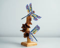 Blue Dragonfly Sculpture, Couple, Wood Carving, Handmade Statue, Unique Figurine, Fairy, Garden Decoration, Wedding Gift, Couples Gift