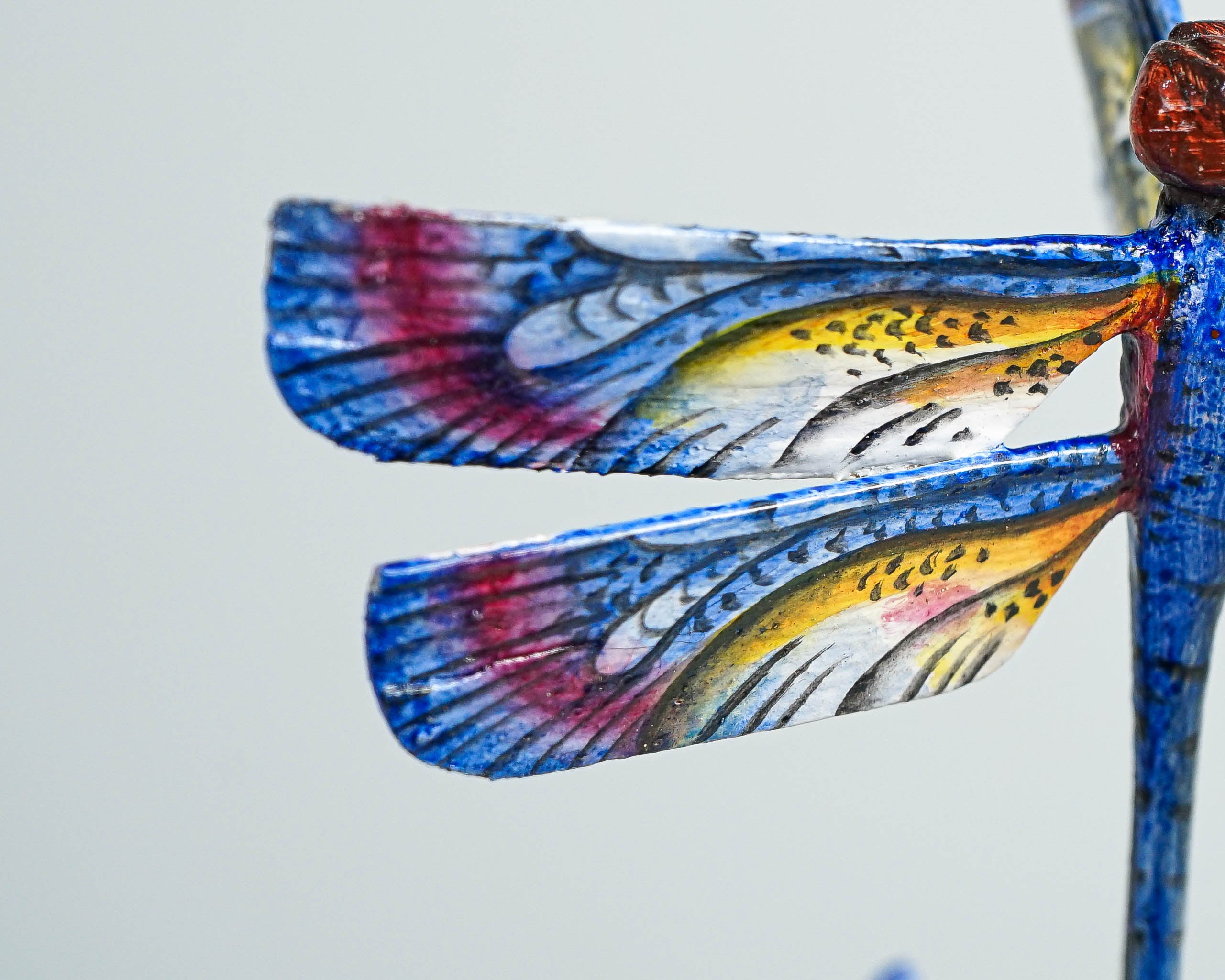 Blue Dragonfly Sculpture, Couple, Wood Carving, Handmade Statue, Unique Figurine, Fairy, Garden Decoration, Wedding Gift, Couples Gift