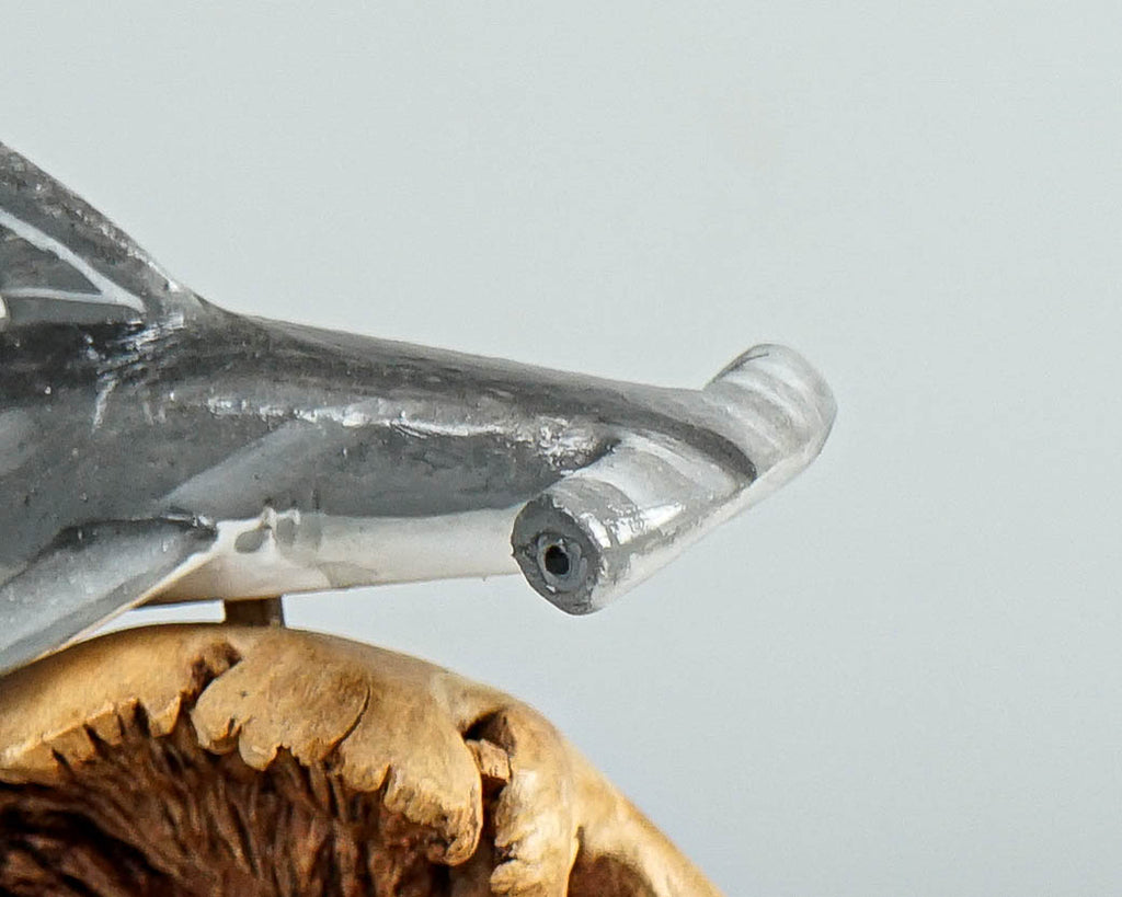 Grey Hammerhead Shark Duo Statue, Wooden Art, Hand Painted, Antique, Handcrafted, Unique Sculpture, Room Decoration, Gift for Mother