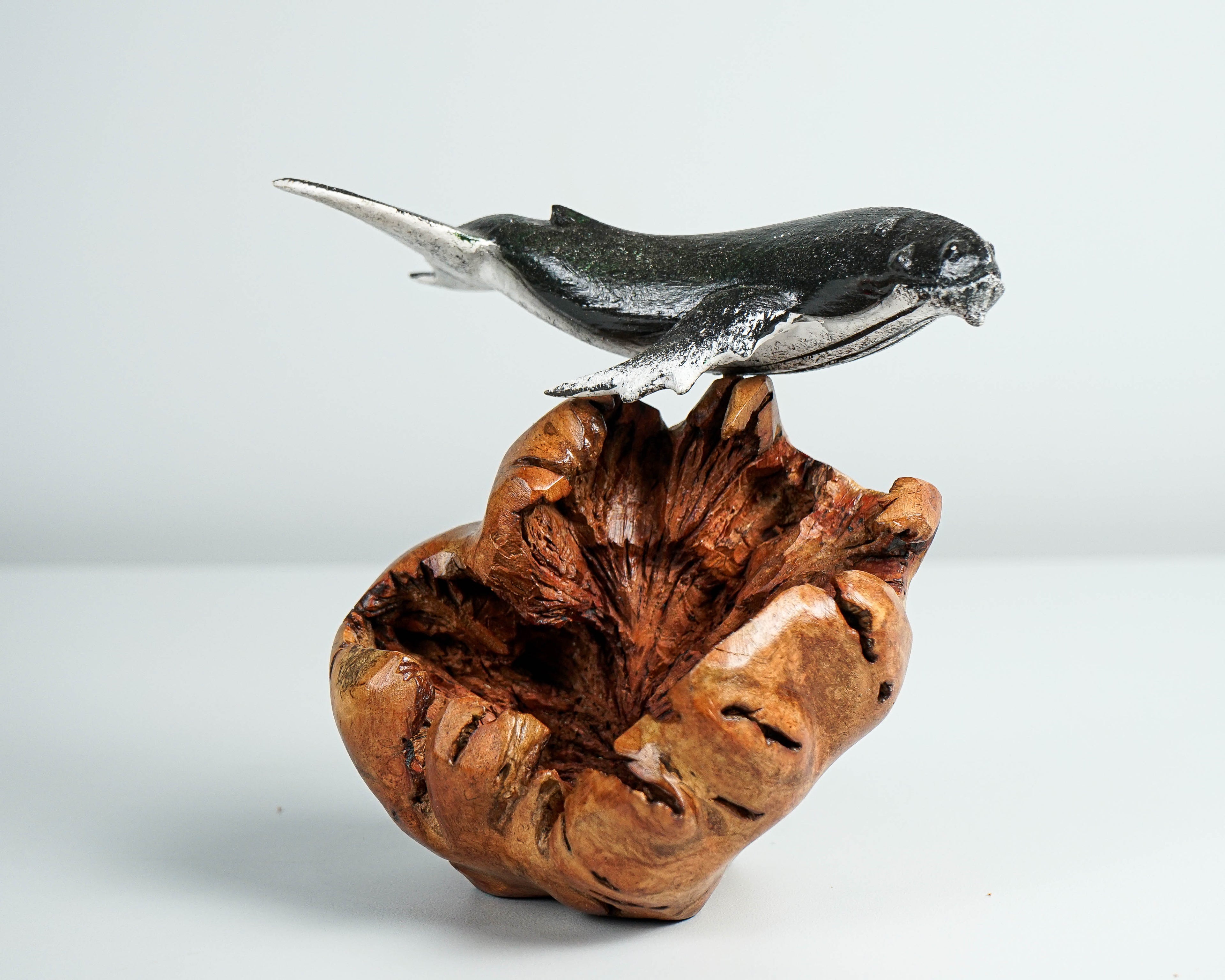 Black Humpback Whale Statue, Wooden Art, Painted, Unique Sculpture, Handmade Art, Unique, Decorative, Ocean, Bedroom Decor, Birthday Gift