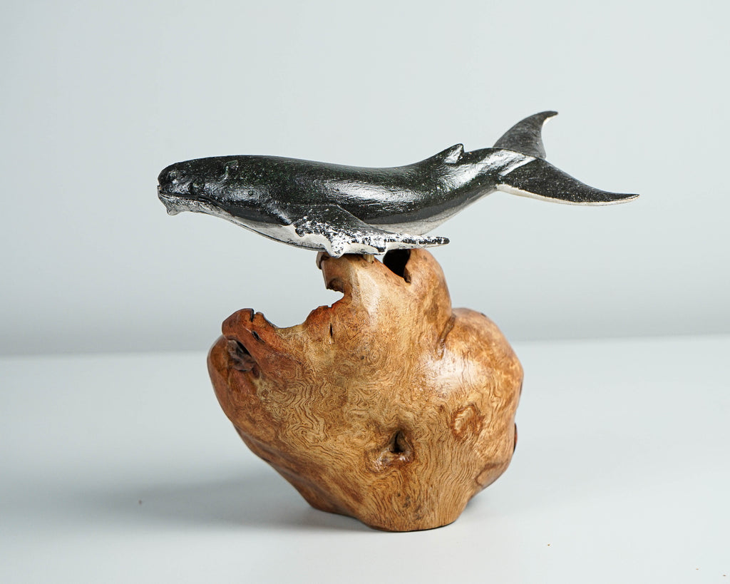 Black Humpback Whale Statue, Wooden Art, Painted, Unique Sculpture, Handmade Art, Unique, Decorative, Ocean, Bedroom Decor, Birthday Gift