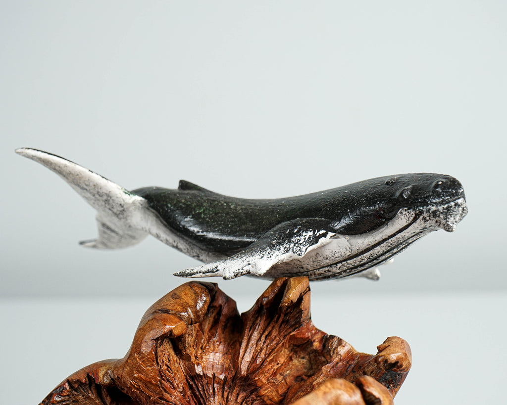 Black Humpback Whale Statue, Wooden Art, Painted, Unique Sculpture, Handmade Art, Unique, Decorative, Ocean, Bedroom Decor, Birthday Gift