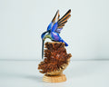 Blue Hummingbird Statue, Painted Sculpture, Wood Carving Figure, Handmade, Artwork, Bird Statue, Living Room Decor, Colibri, Birthday Gift