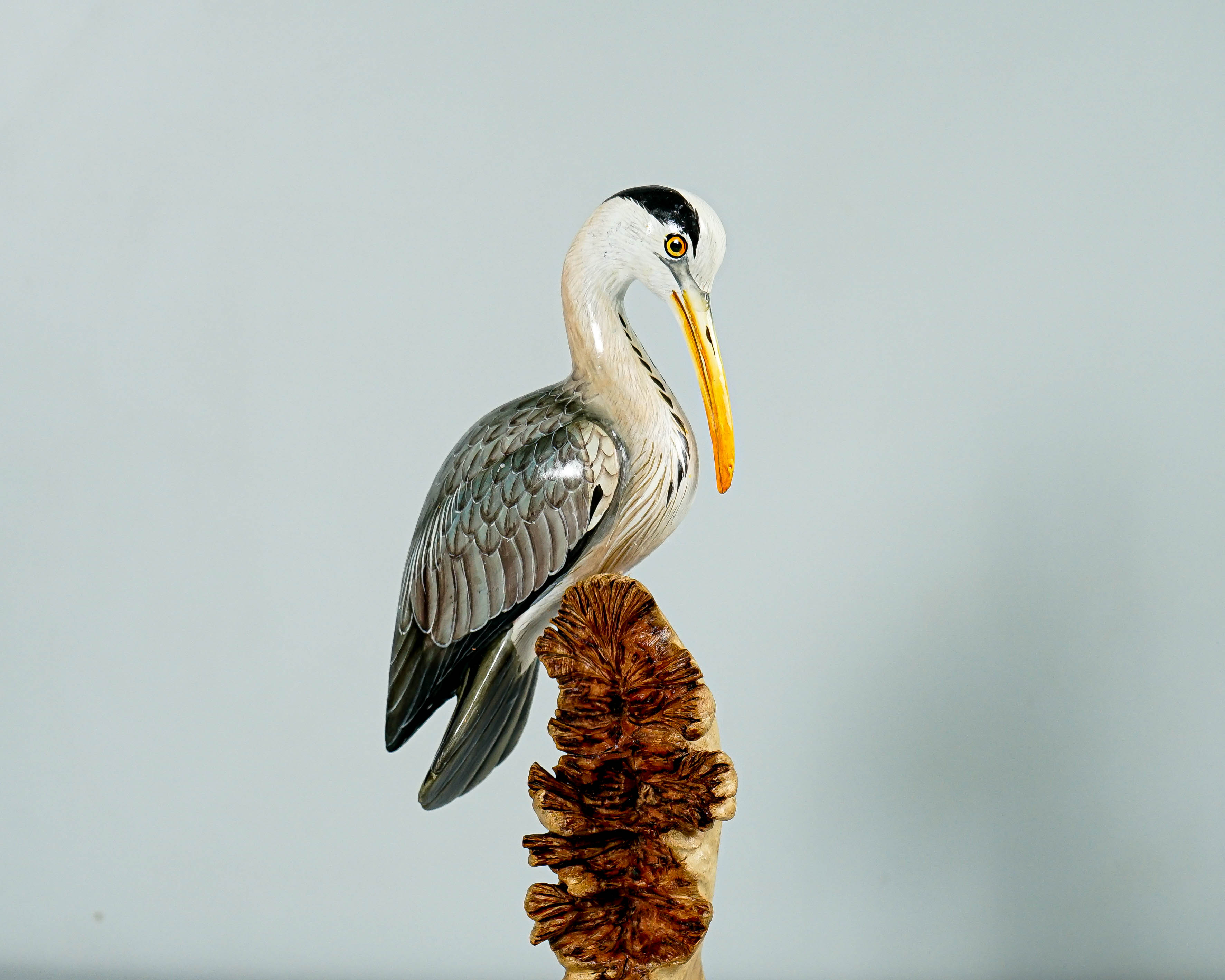 Colorful Heron Bird Statue, Painted Sculpture, Wood Carving Figure, Single, Unique, Housewarming Decor, Artwork, Indoor Decor, Birthday Gift
