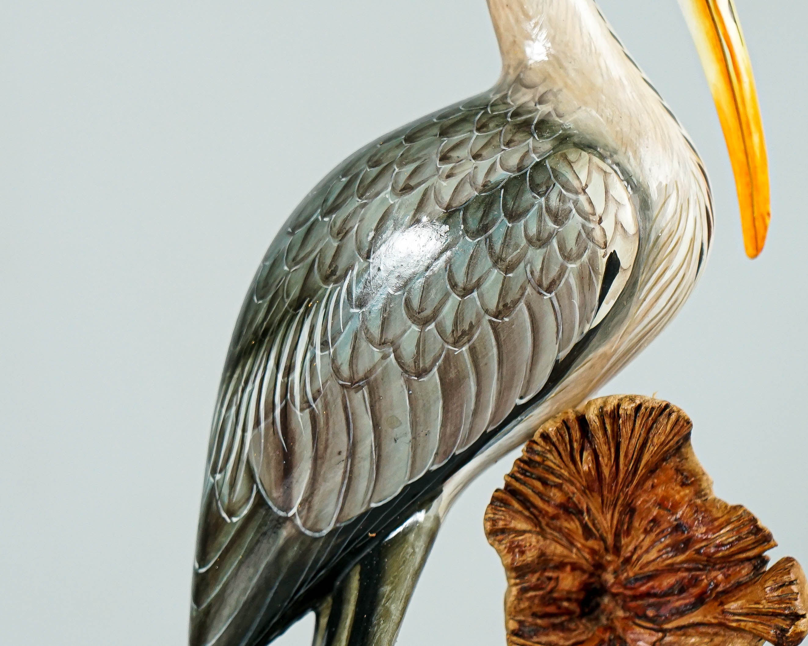 Colorful Heron Bird Statue, Painted Sculpture, Wood Carving Figure, Single, Unique, Housewarming Decor, Artwork, Indoor Decor, Birthday Gift
